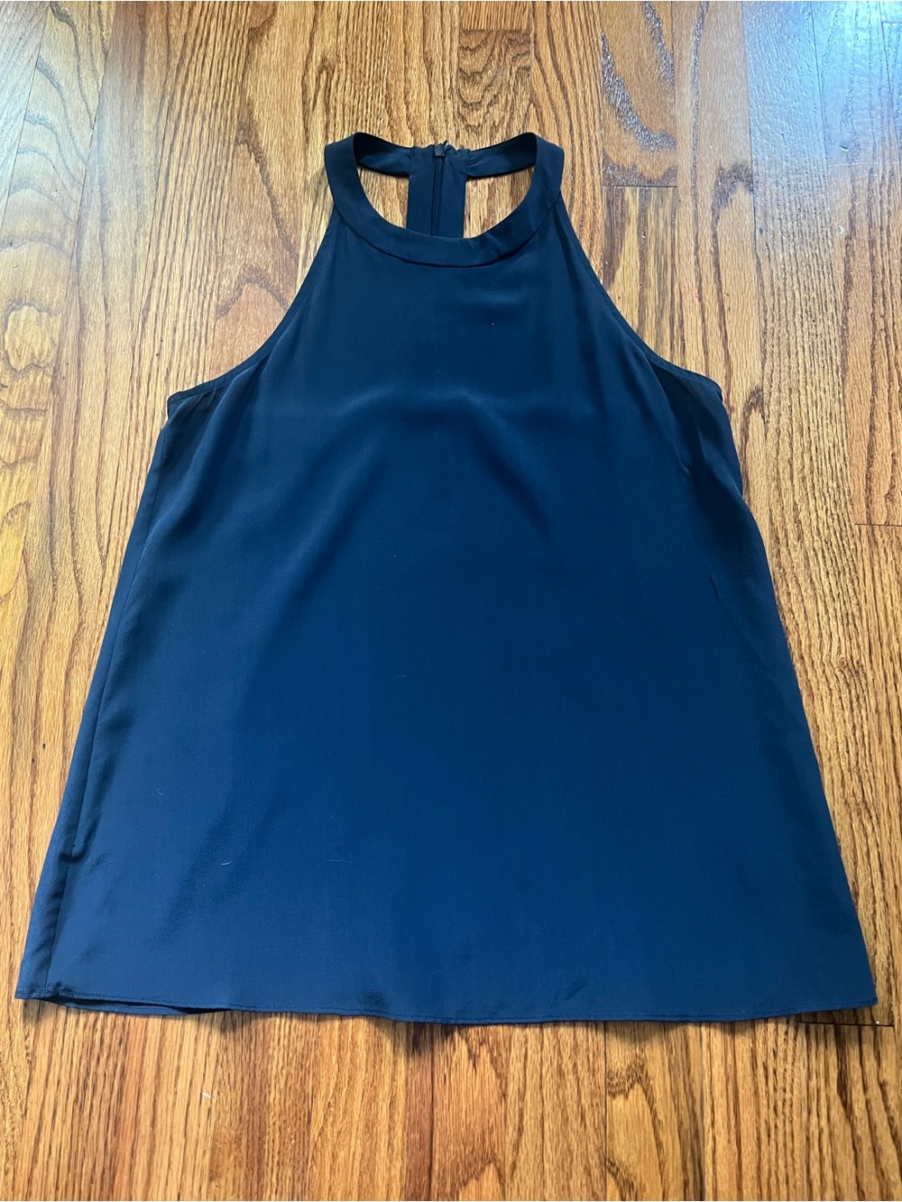 Acrobat Navy 100% Silk High-Neck Halter Camisole